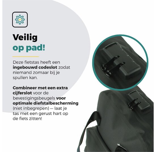 Voltano City Enkele Fietstas Rugzak E-bike - Reflective Grijs / Groen - Codeslot - Laptopvak - Waterdicht