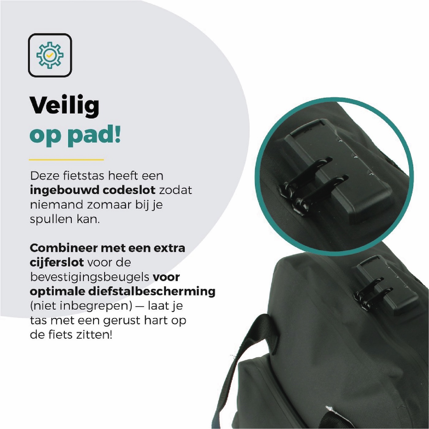 Voltano City Enkele Fietstas Rugzak E-bike - Reflective Grijs / Groen - Codeslot - Laptopvak - Waterdicht