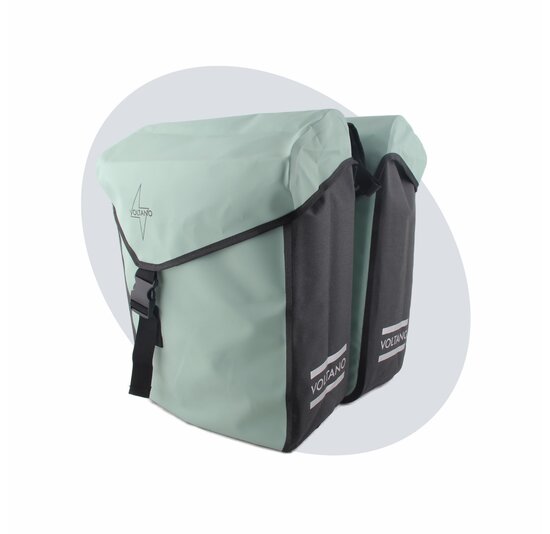 Voltano Dubbele Fietstas Modern Mintgroen / Zwart - Reflective - 50 Liter - Waterdicht