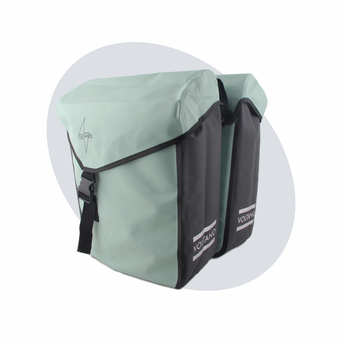 Voltano Dubbele Fietstas Modern Mintgroen / Zwart - Reflective - 50 Liter - Waterdicht
