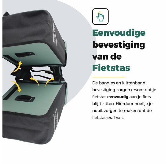 Voltano Dubbele Fietstas Modern Mintgroen / Zwart - Reflective - 50 Liter - Waterdicht
