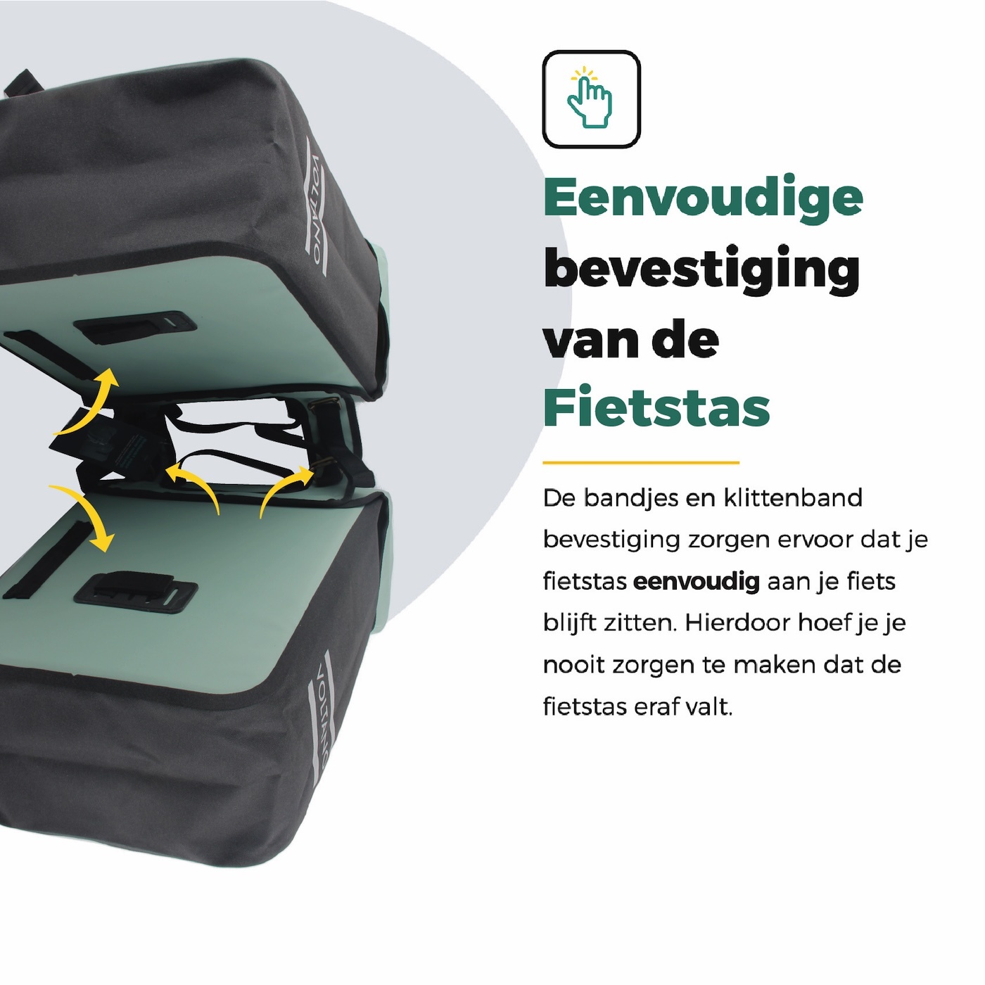 Voltano Dubbele Fietstas Modern Mintgroen / Zwart - Reflective - 50 Liter - Waterdicht