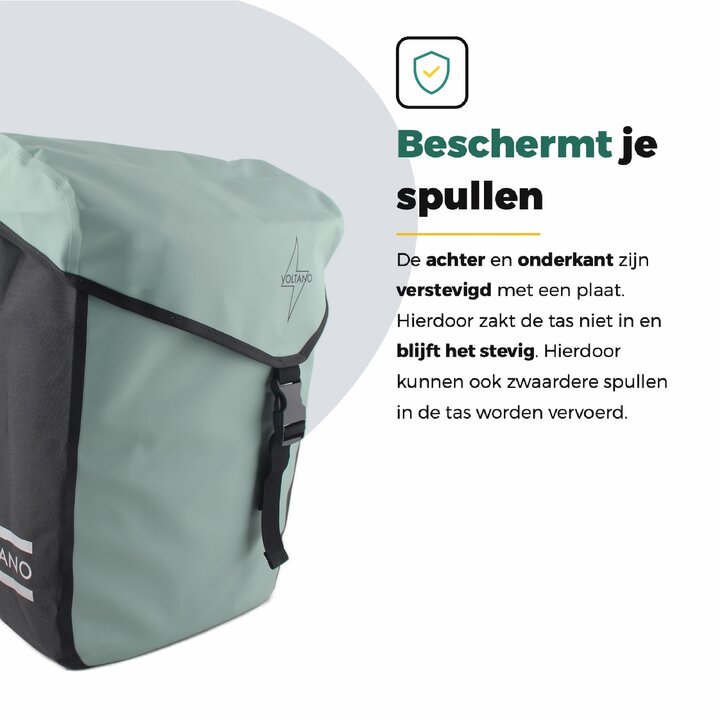 Voltano Dubbele Fietstas Modern Mintgroen / Zwart - Reflective - 50 Liter - Waterdicht