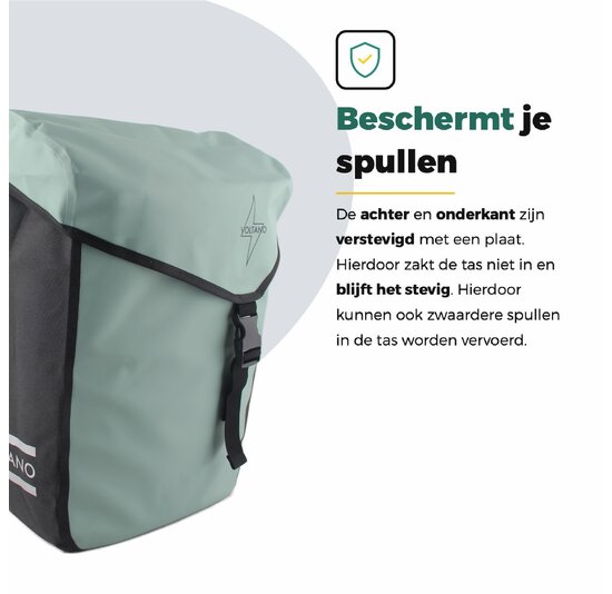 Voltano Dubbele Fietstas Modern Mintgroen / Zwart - Reflective - 50 Liter - Waterdicht