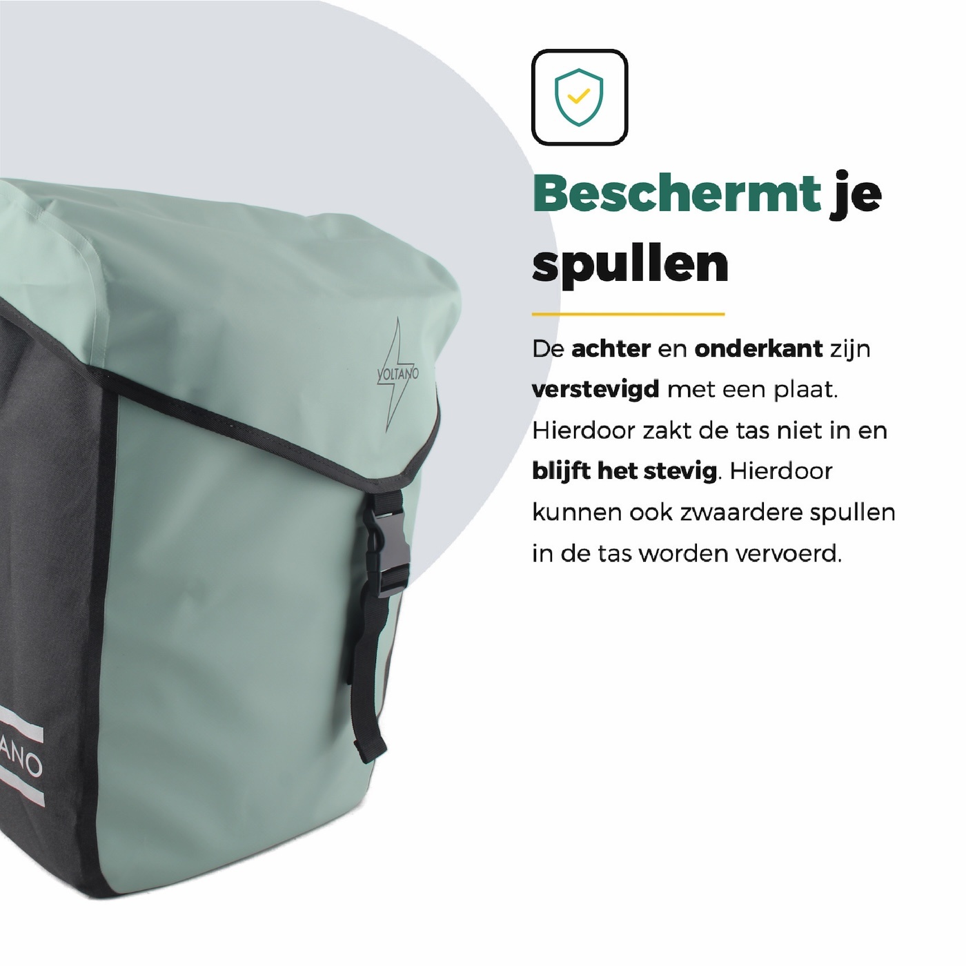 Voltano Dubbele Fietstas Modern Mintgroen / Zwart - Reflective - 50 Liter - Waterdicht