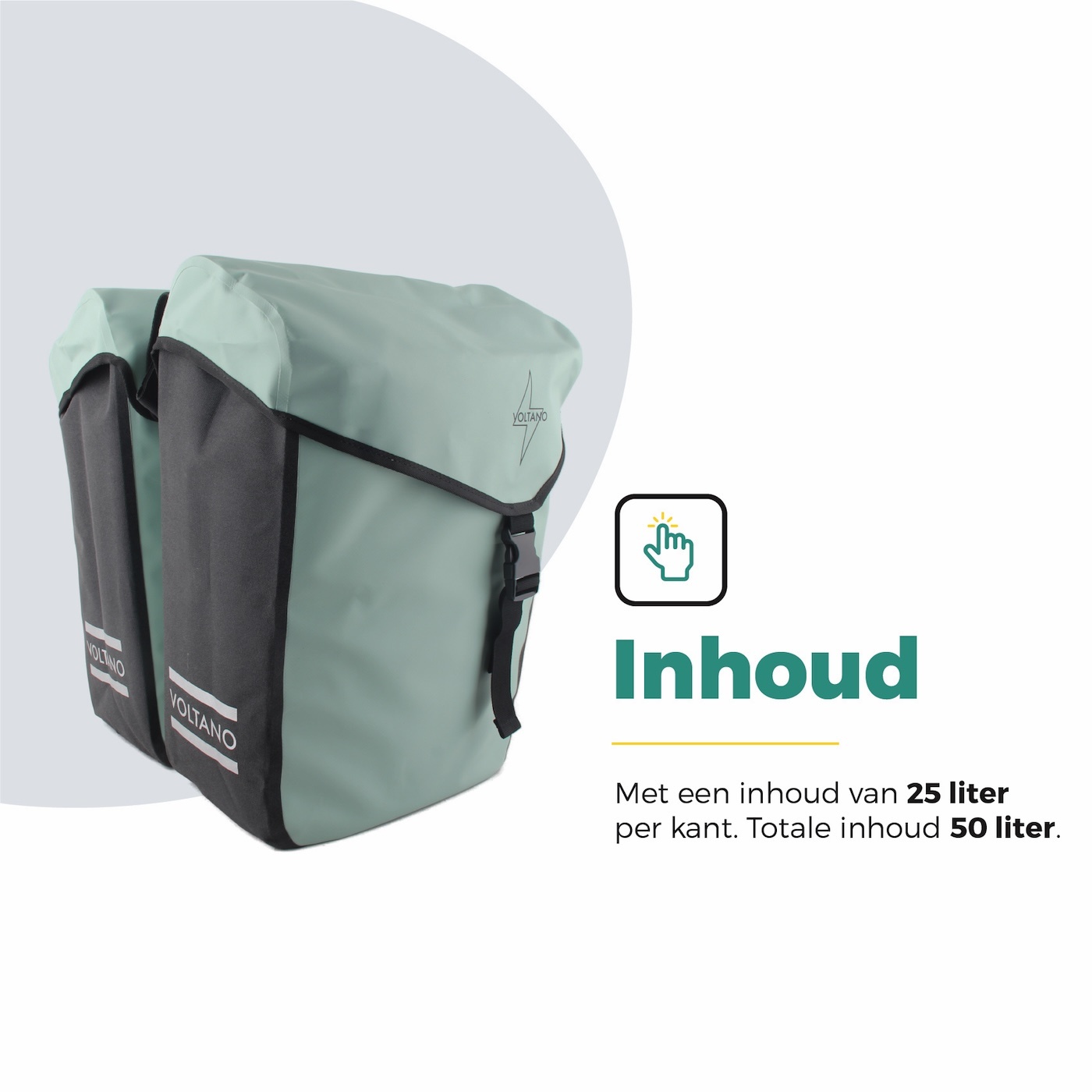 Voltano Dubbele Fietstas Modern Mintgroen / Zwart - Reflective - 50 Liter - Waterdicht
