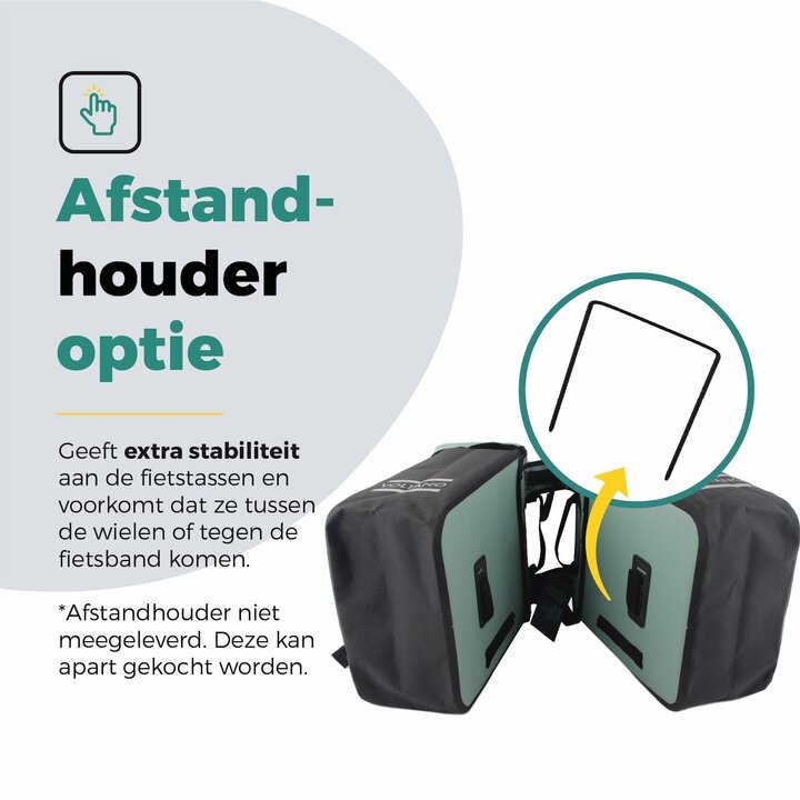Voltano Dubbele Fietstas Modern Mintgroen / Zwart - Reflective - 50 Liter - Waterdicht