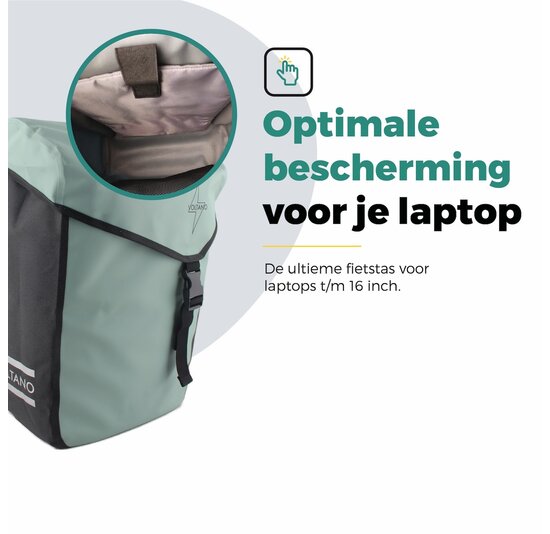 Voltano Dubbele Fietstas Modern Mintgroen / Zwart - Reflective - 50 Liter - Waterdicht