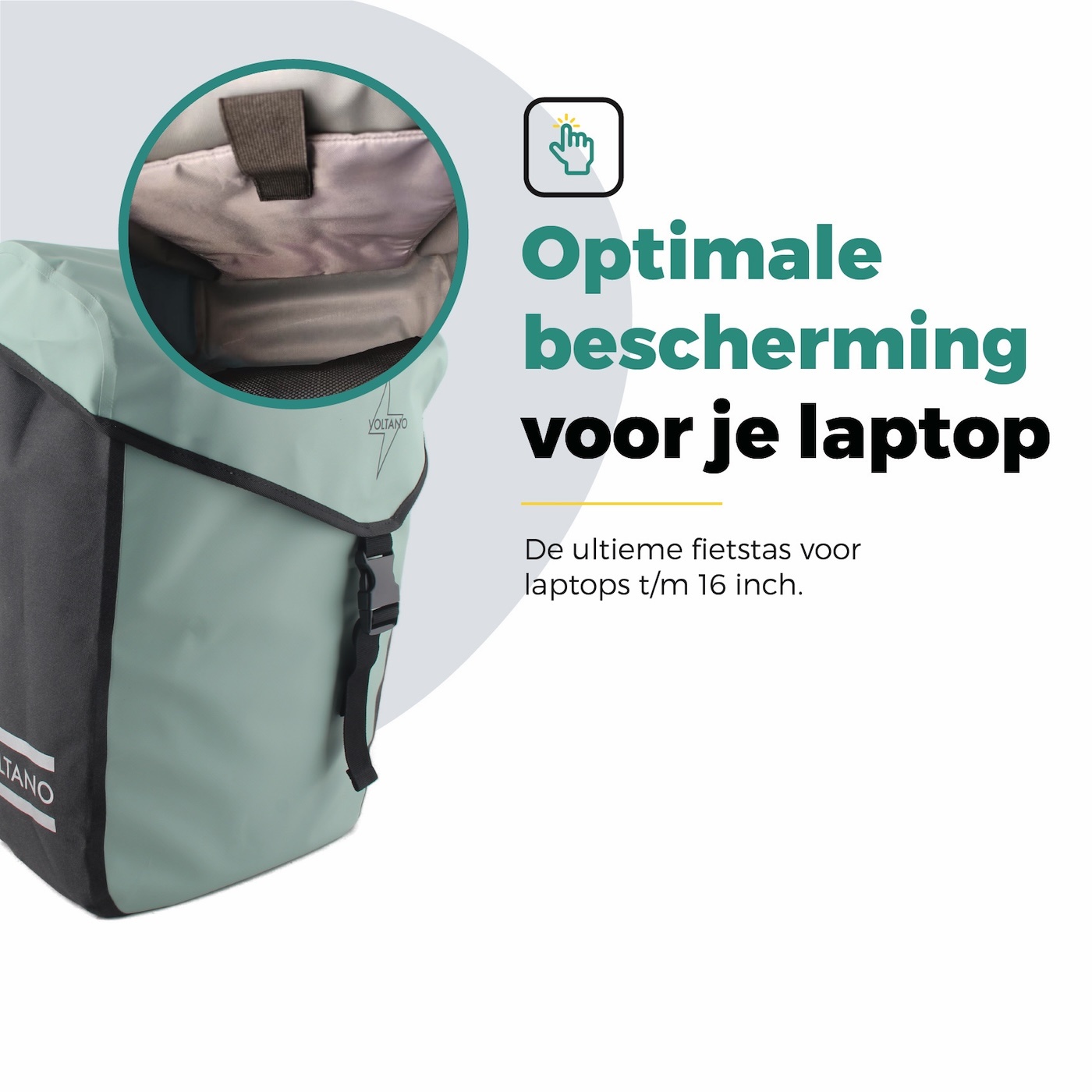 Voltano Dubbele Fietstas Modern Mintgroen / Zwart - Reflective - 50 Liter - Waterdicht