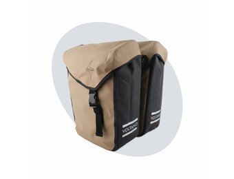 Voltano Dubbele Fietstas Modern Beige / Zwart - Reflective - 50 Liter - Waterdicht