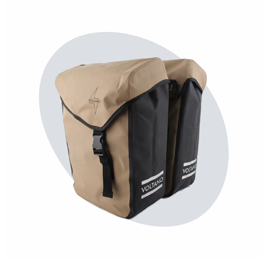 Voltano Dubbele Fietstas Modern Beige / Zwart - Reflective - 50 Liter - Waterdicht