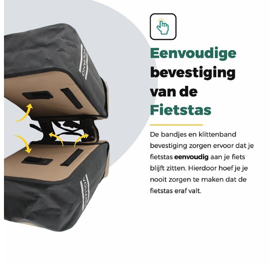 Voltano Dubbele Fietstas Modern Beige / Zwart - Reflective - 50 Liter - Waterdicht