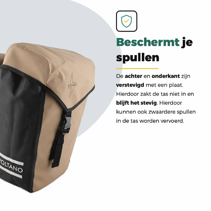 Voltano Dubbele Fietstas Modern Beige / Zwart - Reflective - 50 Liter - Waterdicht