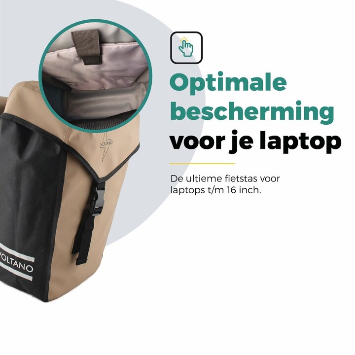 Voltano Dubbele Fietstas Modern Beige / Zwart - Reflective - 50 Liter - Waterdicht
