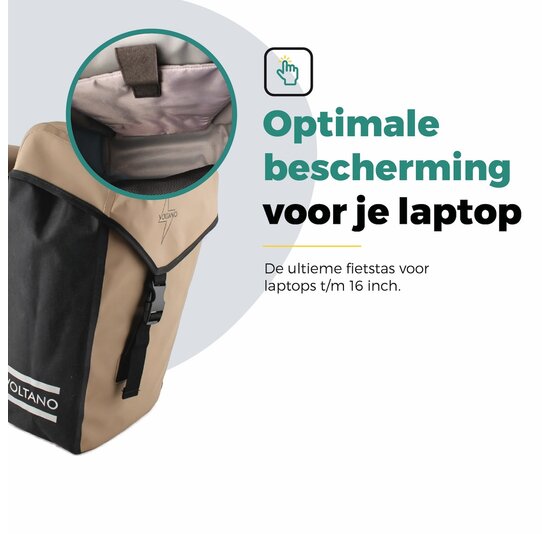 Voltano Dubbele Fietstas Modern Beige / Zwart - Reflective - 50 Liter - Waterdicht