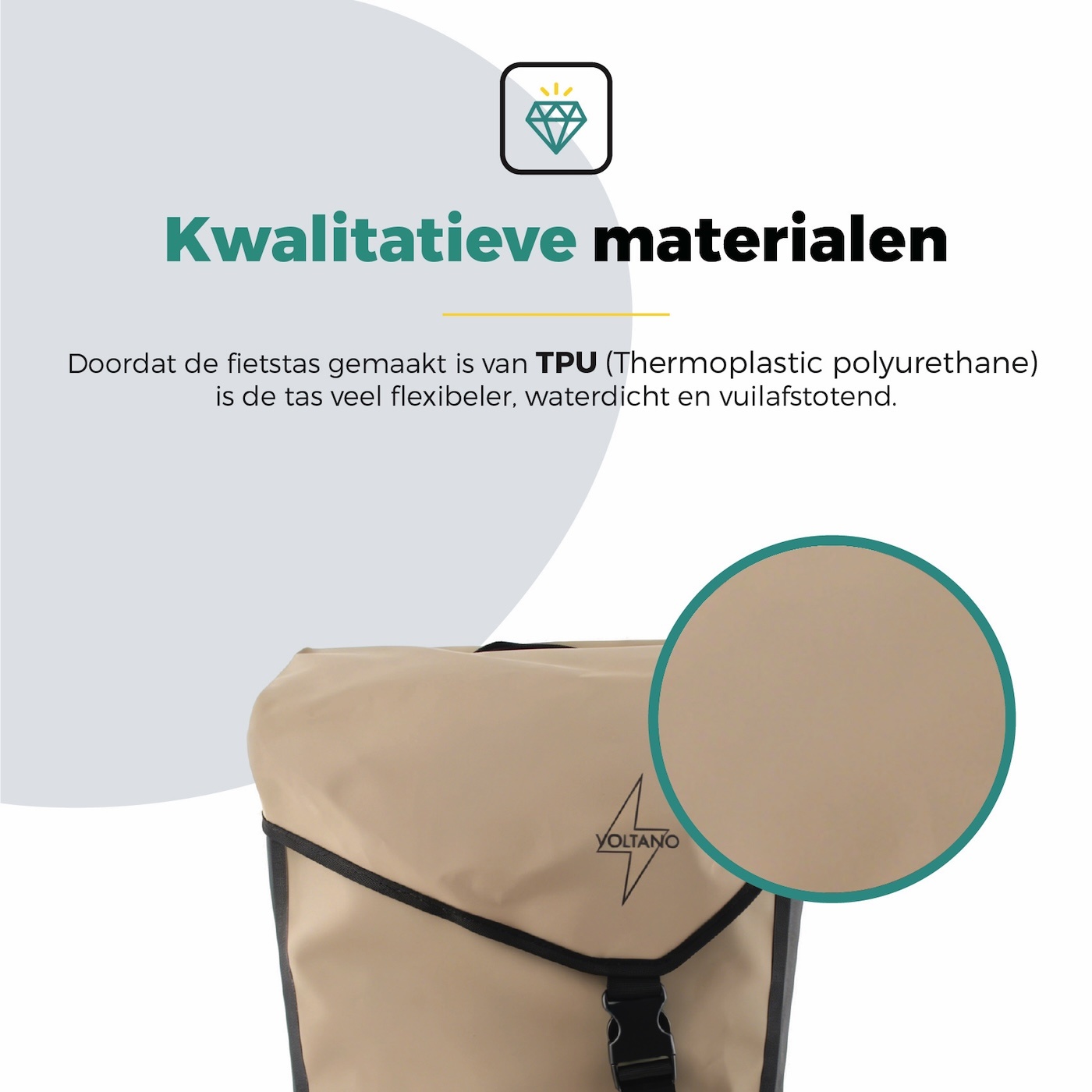 Voltano Dubbele Fietstas Modern Beige / Zwart - Reflective - 50 Liter - Waterdicht