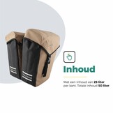 Voltano Dubbele Fietstas Modern Beige / Zwart - Reflective - 50 Liter - Waterdicht
