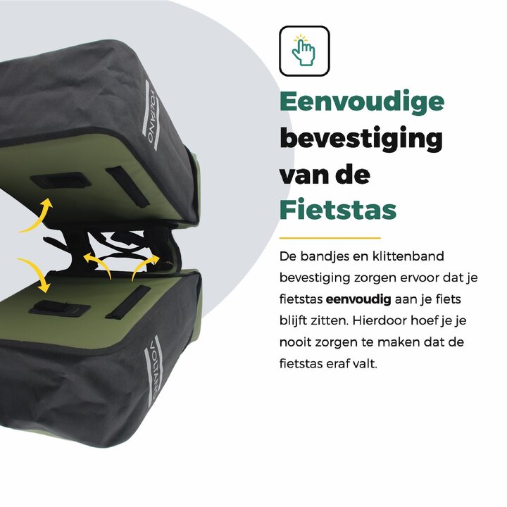 Voltano Dubbele Fietstas Modern Olijf Groen / Zwart - Reflective - 50 Liter - Waterdicht