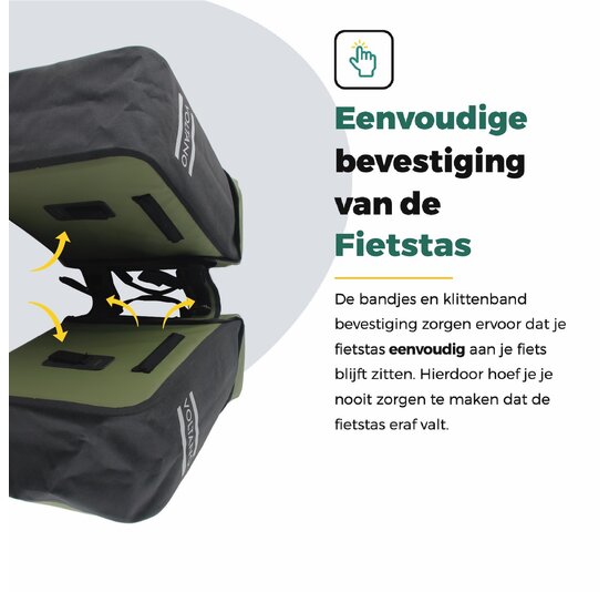 Voltano Dubbele Fietstas Modern Olijf Groen / Zwart - Reflective - 50 Liter - Waterdicht