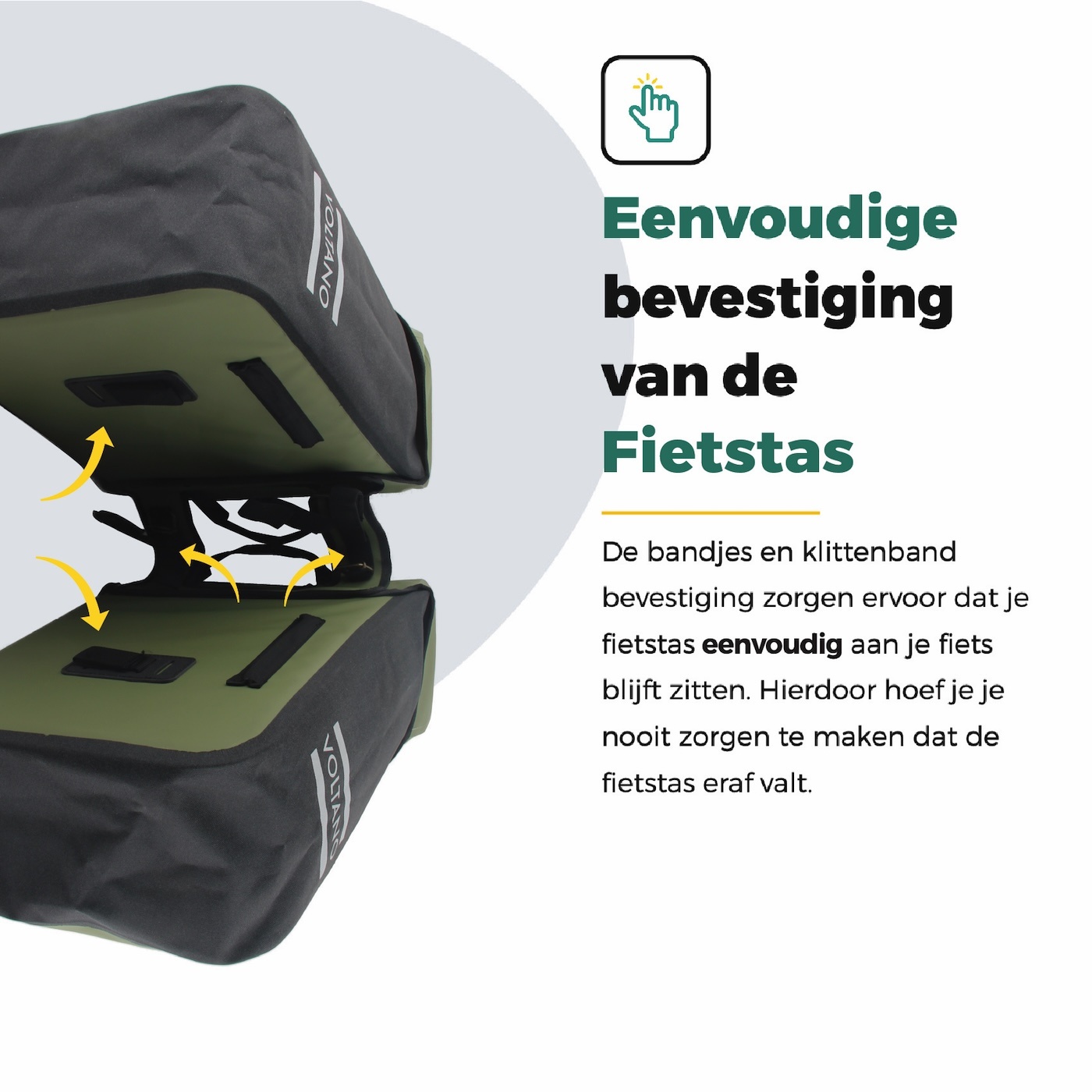 Voltano Dubbele Fietstas Modern Olijf Groen / Zwart - Reflective - 50 Liter - Waterdicht