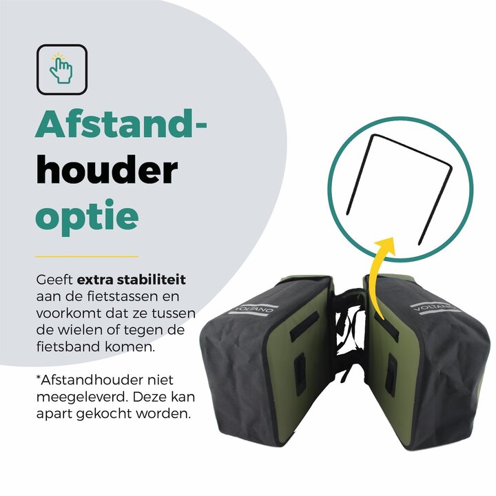 Voltano Dubbele Fietstas Modern Olijf Groen / Zwart - Reflective - 50 Liter - Waterdicht