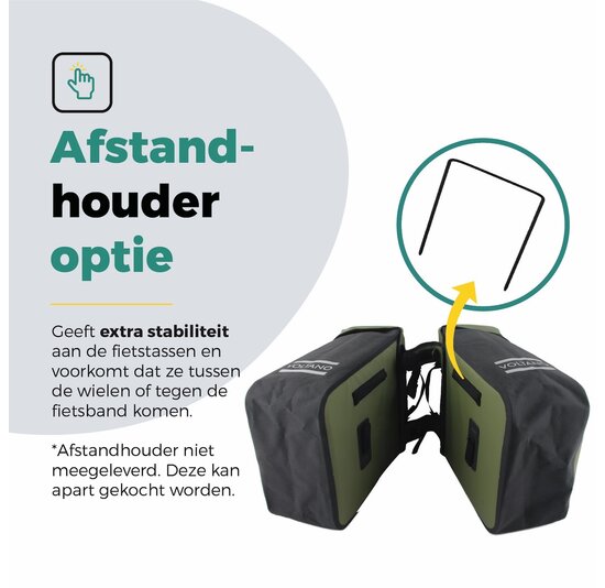 Voltano Dubbele Fietstas Modern Olijf Groen / Zwart - Reflective - 50 Liter - Waterdicht