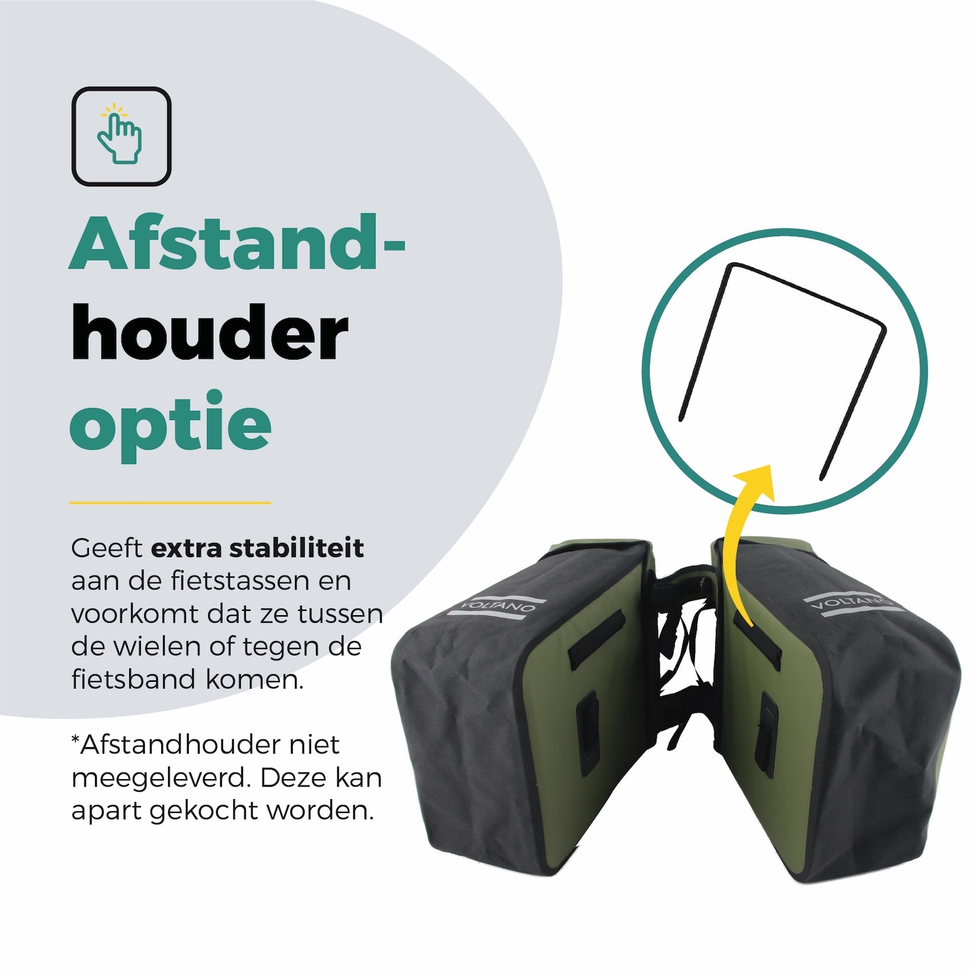 Voltano Dubbele Fietstas Modern Olijf Groen / Zwart - Reflective - 50 Liter - Waterdicht