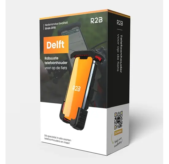 R2B Telefoonhouder Delft - Heavy Duty - Universeel -  Zwart