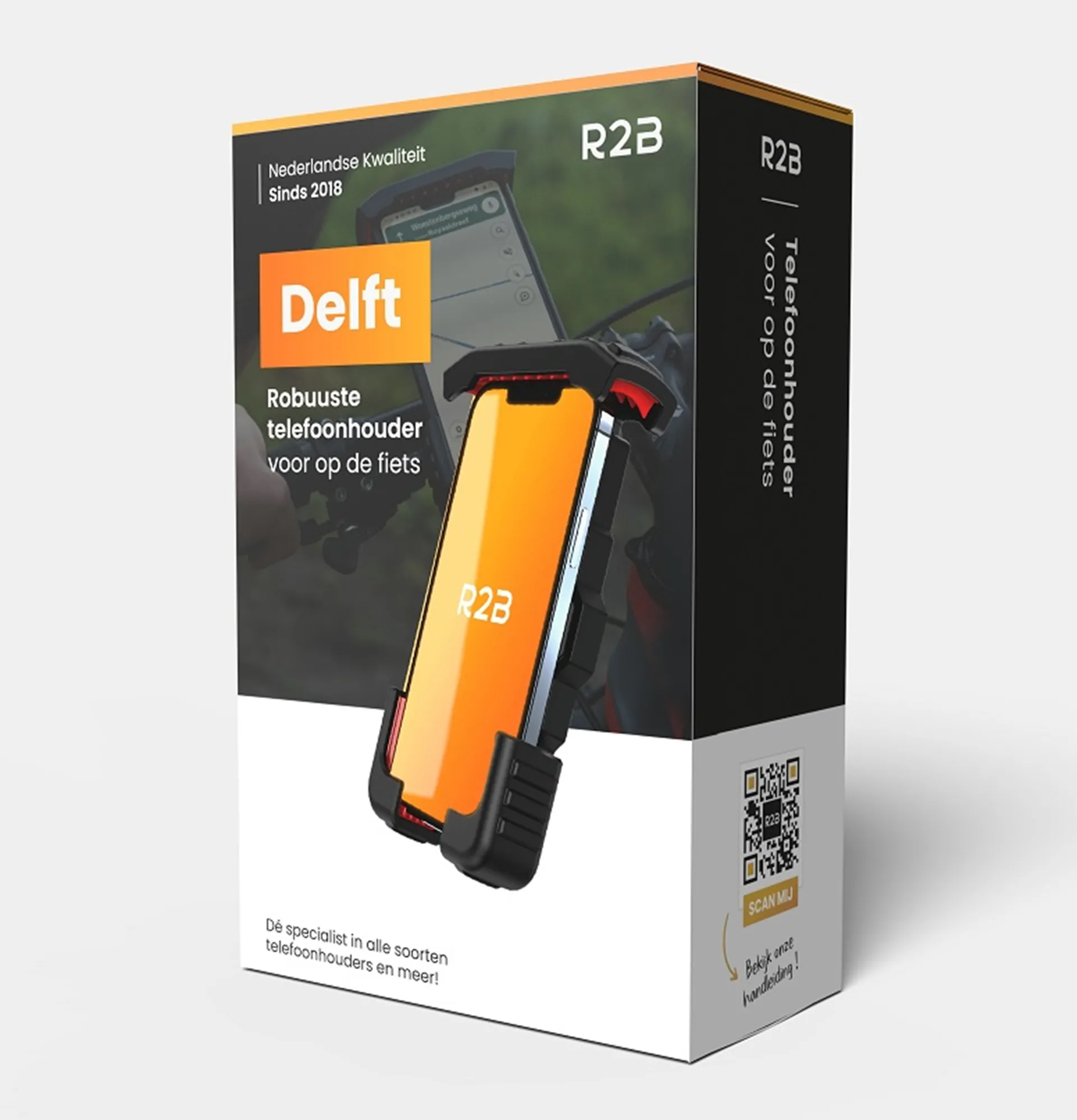 R2B Telefoonhouder Delft - Heavy Duty - Universeel - Zwart