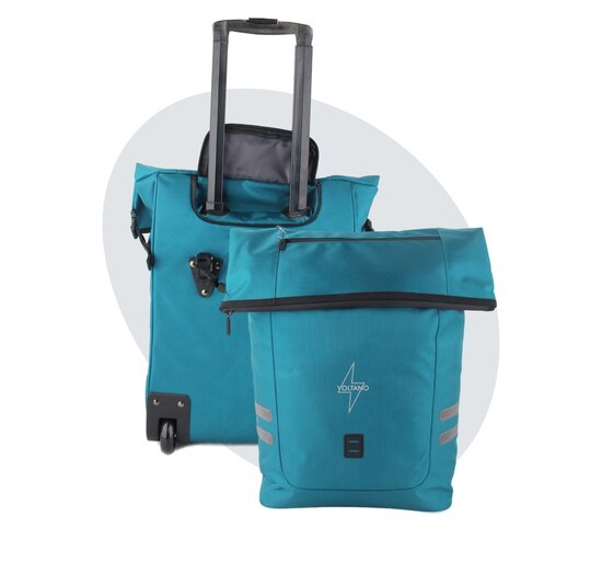Voltano Fietstrolley Tas Turquoise Blauw - Fietstas en Trolley in 1
