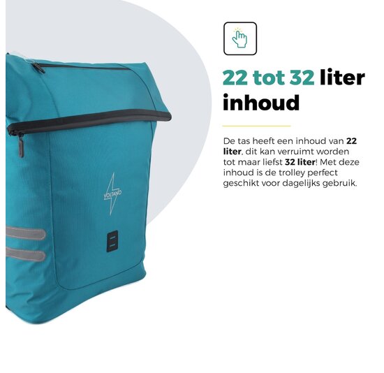 Voltano Fietstrolley Tas Turquoise Blauw - Fietstas en Trolley in 1