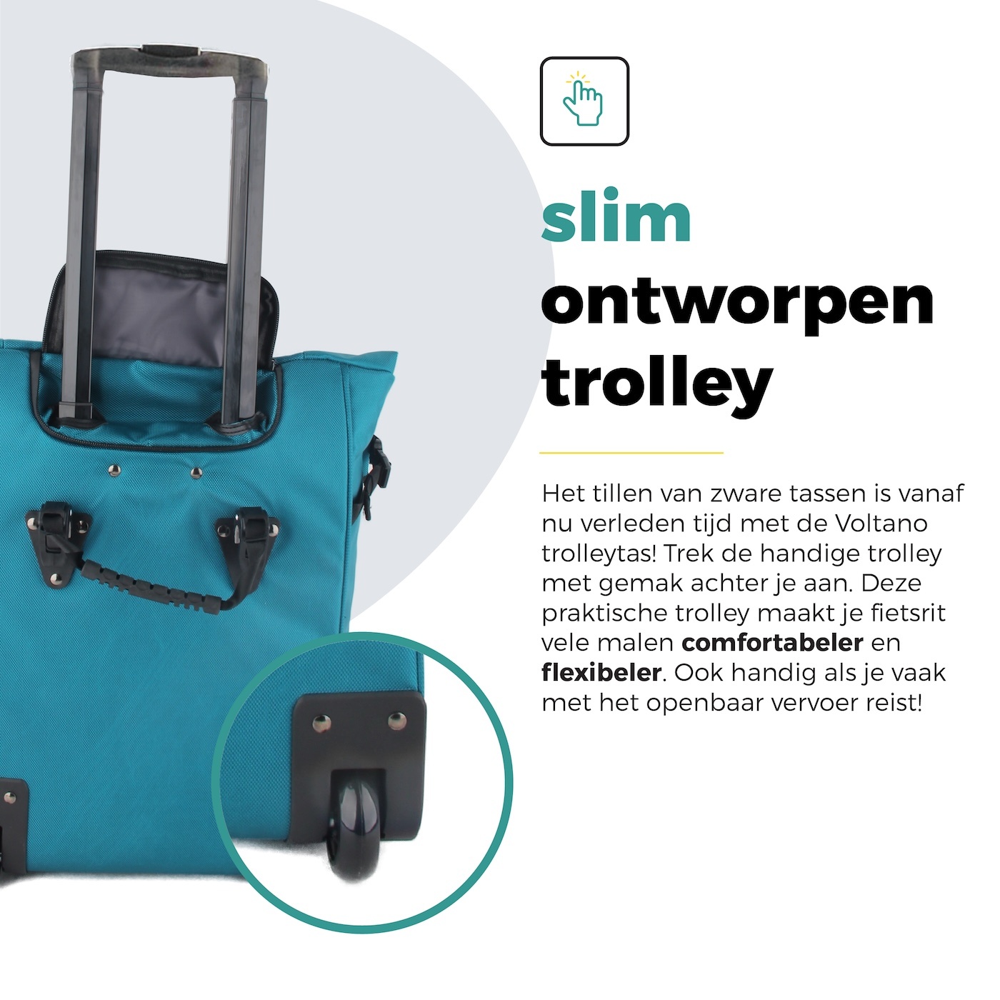 Voltano Fietstrolley Tas Turquoise Blauw - Fietstas en Trolley in 1