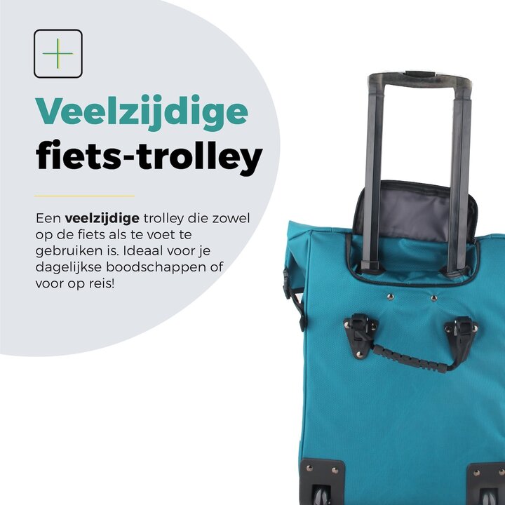 Voltano Fietstrolley Tas Turquoise Blauw - Fietstas en Trolley in 1