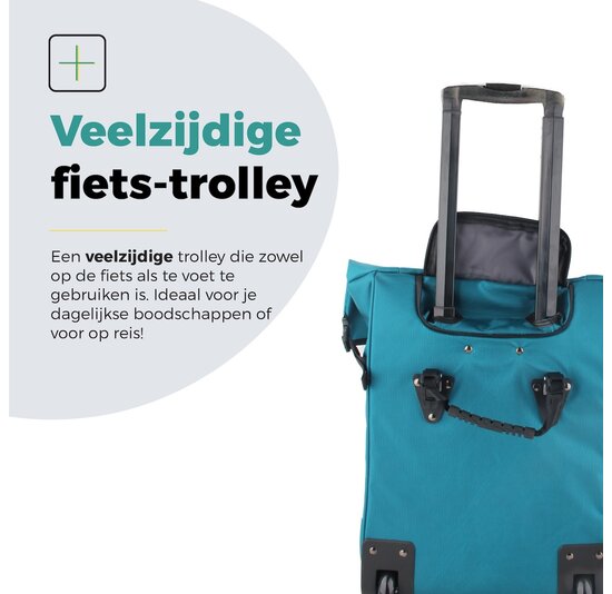 Voltano Fietstrolley Tas Turquoise Blauw - Fietstas en Trolley in 1