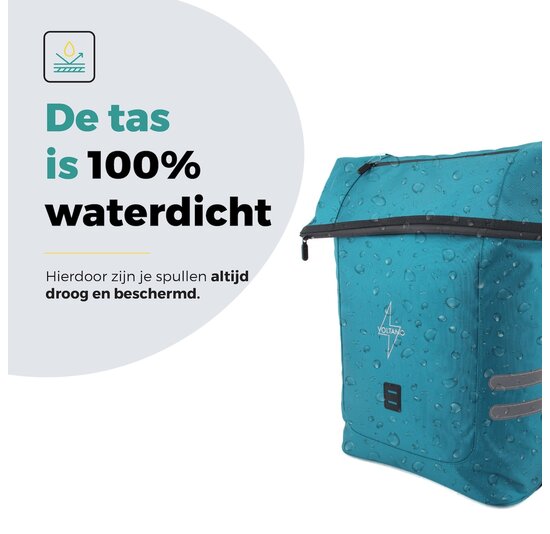 Voltano Fietstrolley Tas Turquoise Blauw - Fietstas en Trolley in 1