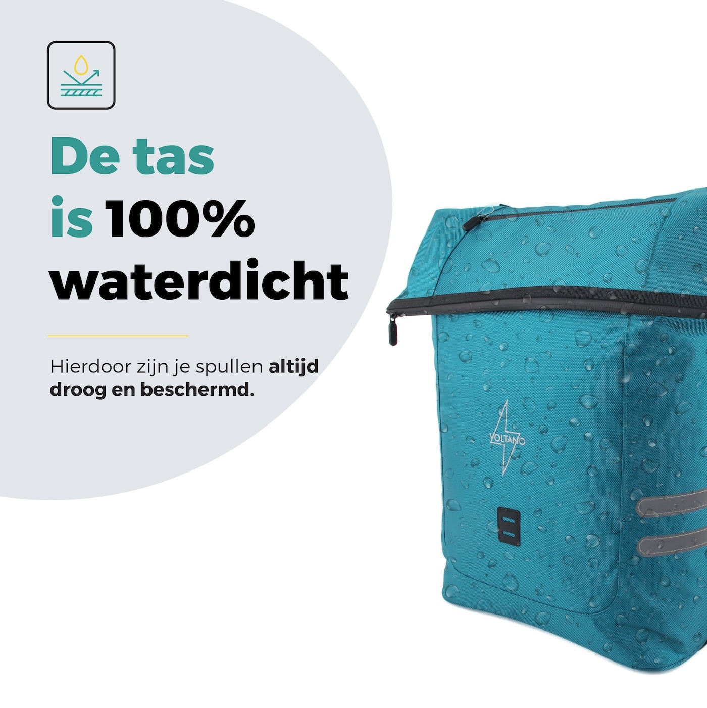 Voltano Fietstrolley Tas Turquoise Blauw - Fietstas en Trolley in 1