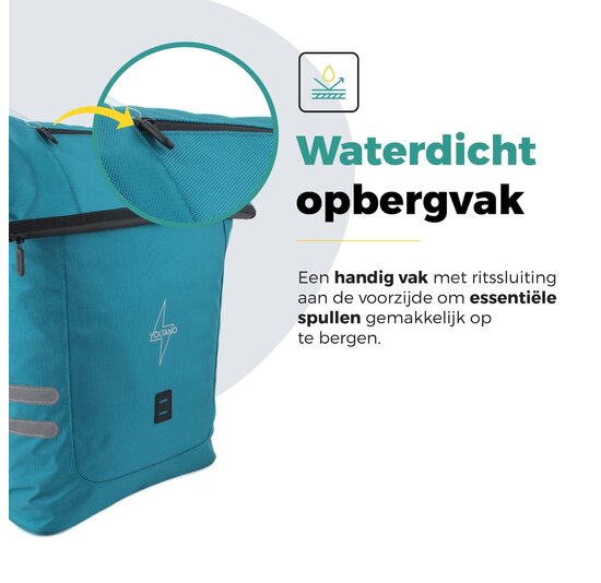 Voltano Fietstrolley Tas Turquoise Blauw - Fietstas en Trolley in 1