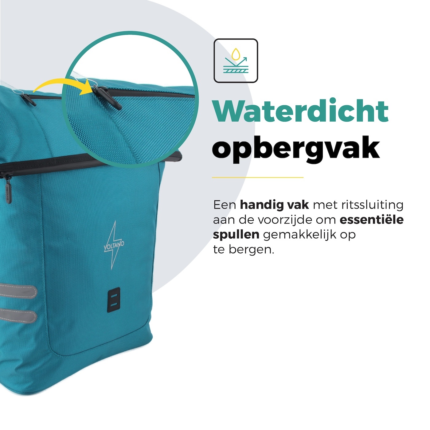 Voltano Fietstrolley Tas Turquoise Blauw - Fietstas en Trolley in 1