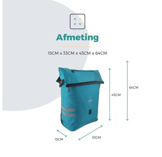 Voltano Fietstrolley Tas Turquoise Blauw - Fietstas en Trolley in 1