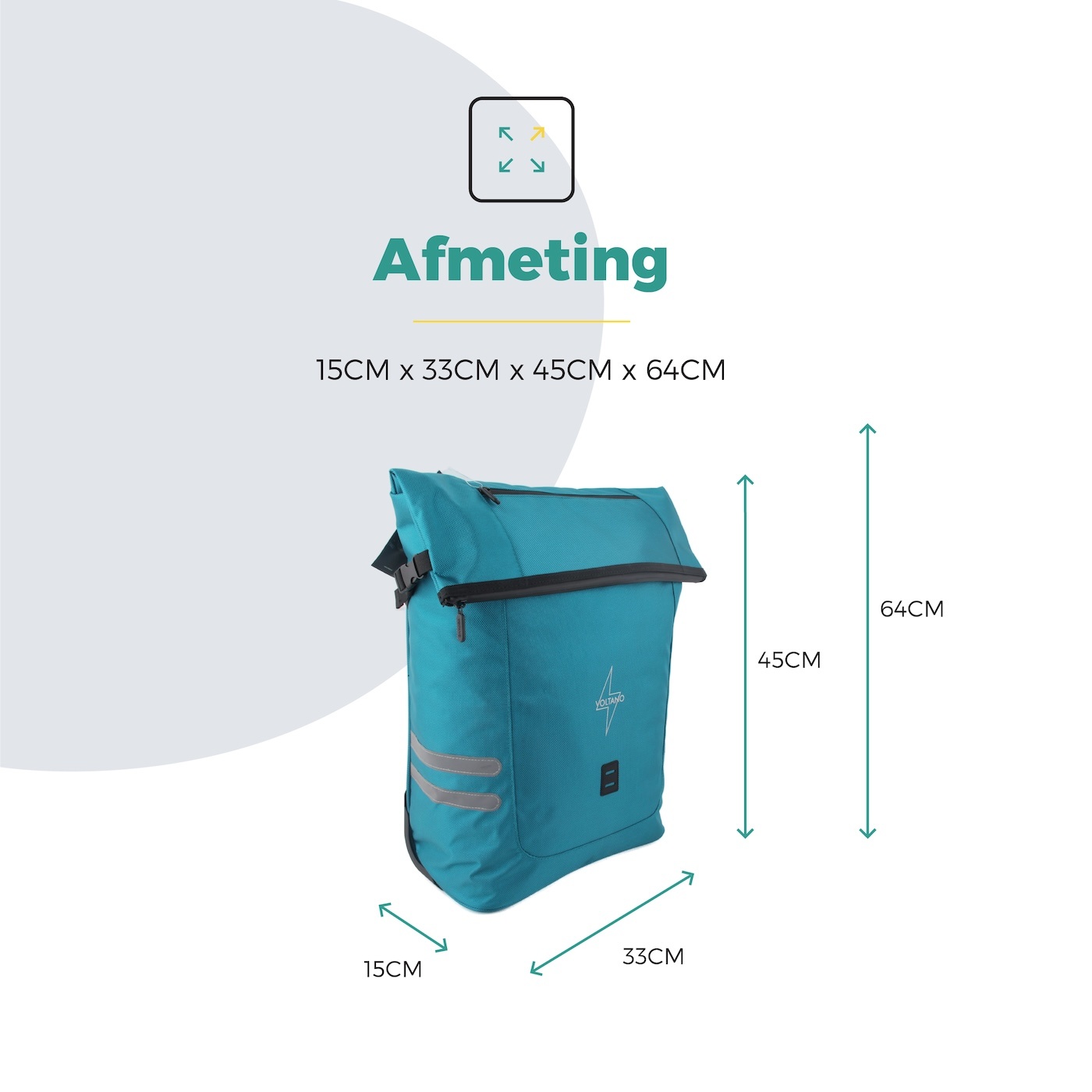 Voltano Fietstrolley Tas Turquoise Blauw - Fietstas en Trolley in 1