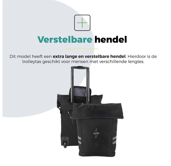Voltano Fietstrolley Tas Zwart - Fietstas en Trolley in 1