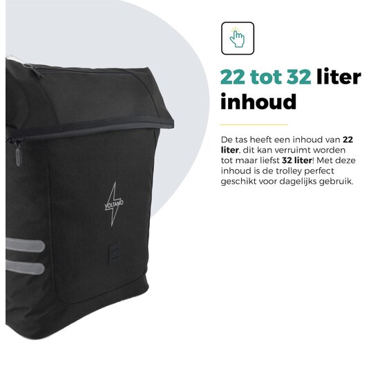 Voltano Fietstrolley Tas Zwart - Fietstas en Trolley in 1