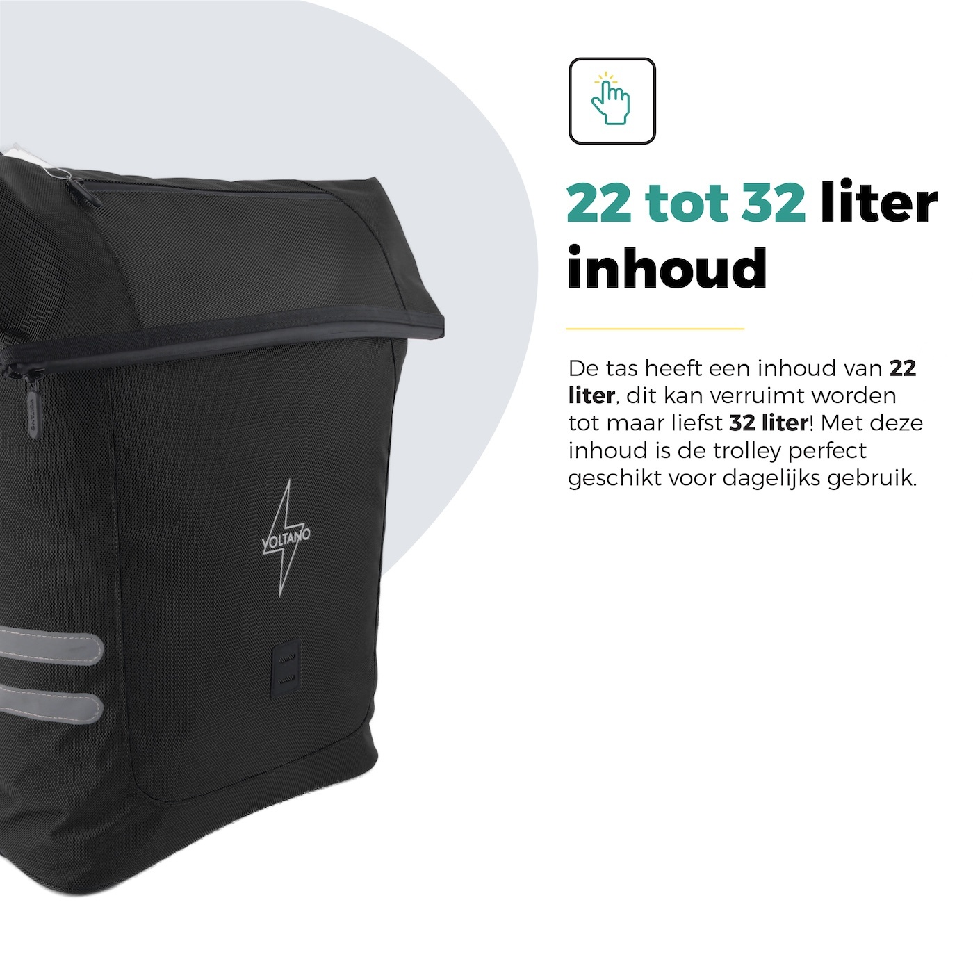 Voltano Fietstrolley Tas Zwart - Fietstas en Trolley in 1