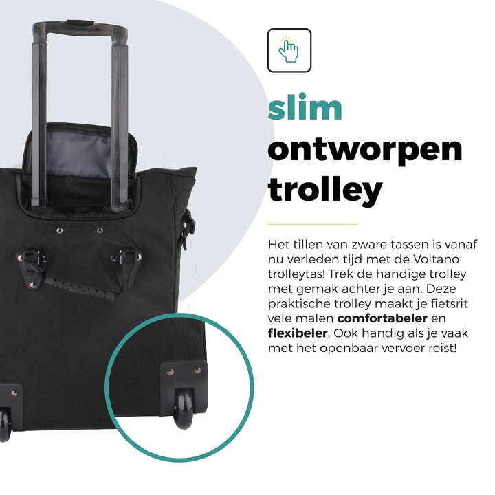 Voltano Fietstrolley Tas Zwart - Fietstas en Trolley in 1