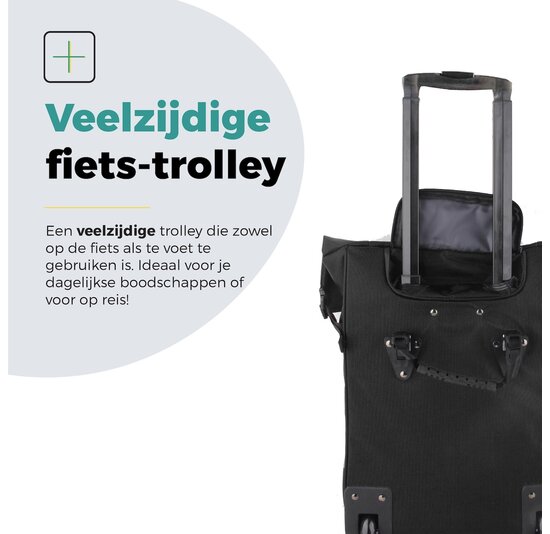 Voltano Fietstrolley Tas Zwart - Fietstas en Trolley in 1