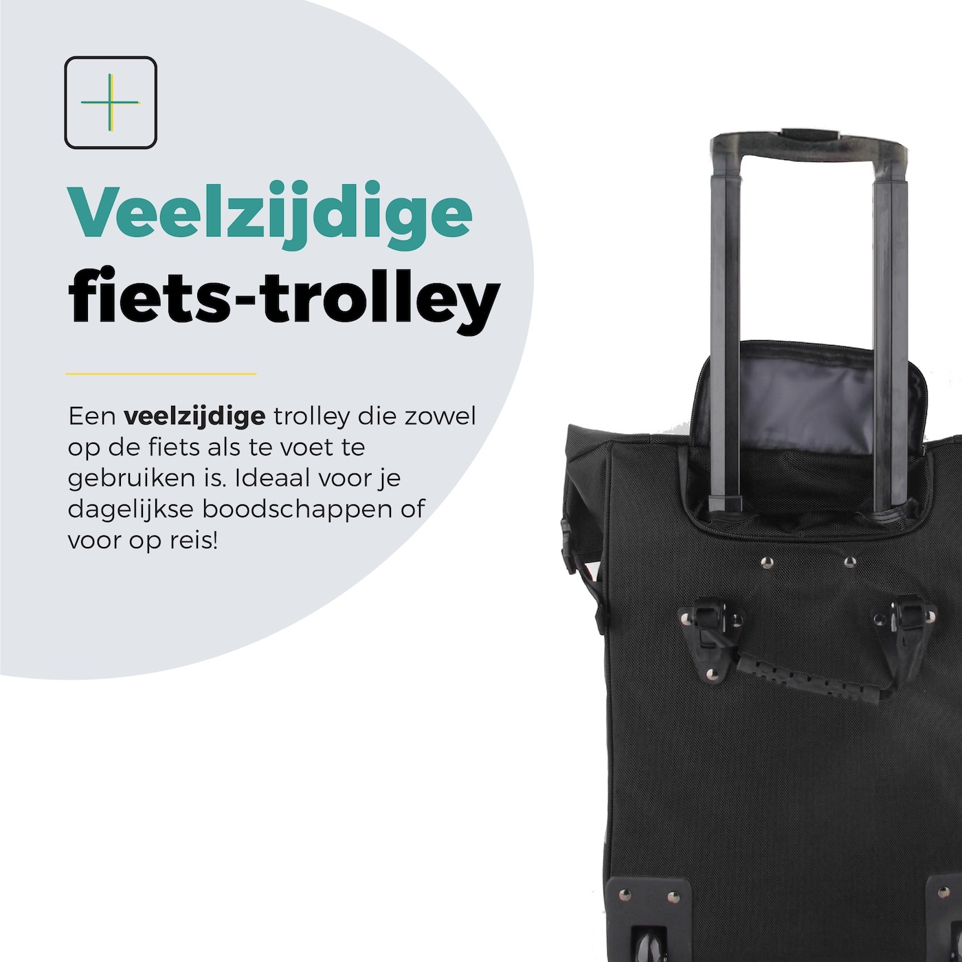 Voltano Fietstrolley Tas Zwart - Fietstas en Trolley in 1