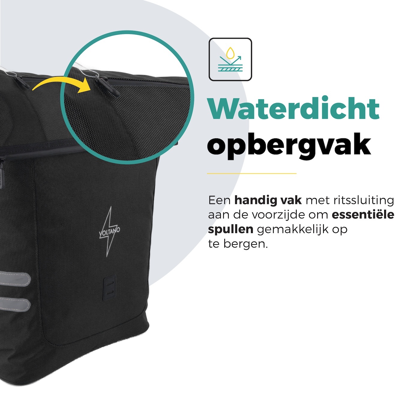 Voltano Fietstrolley Tas Zwart - Fietstas en Trolley in 1