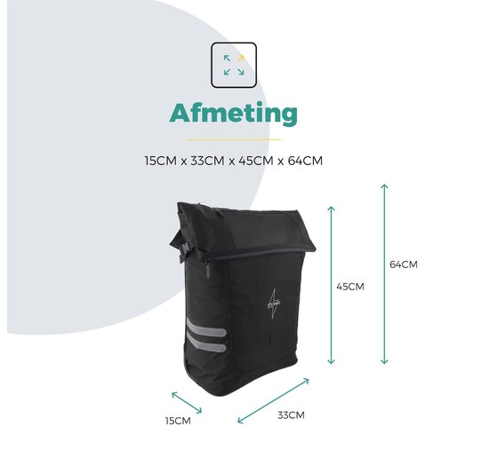 Voltano Fietstrolley Tas Zwart - Fietstas en Trolley in 1