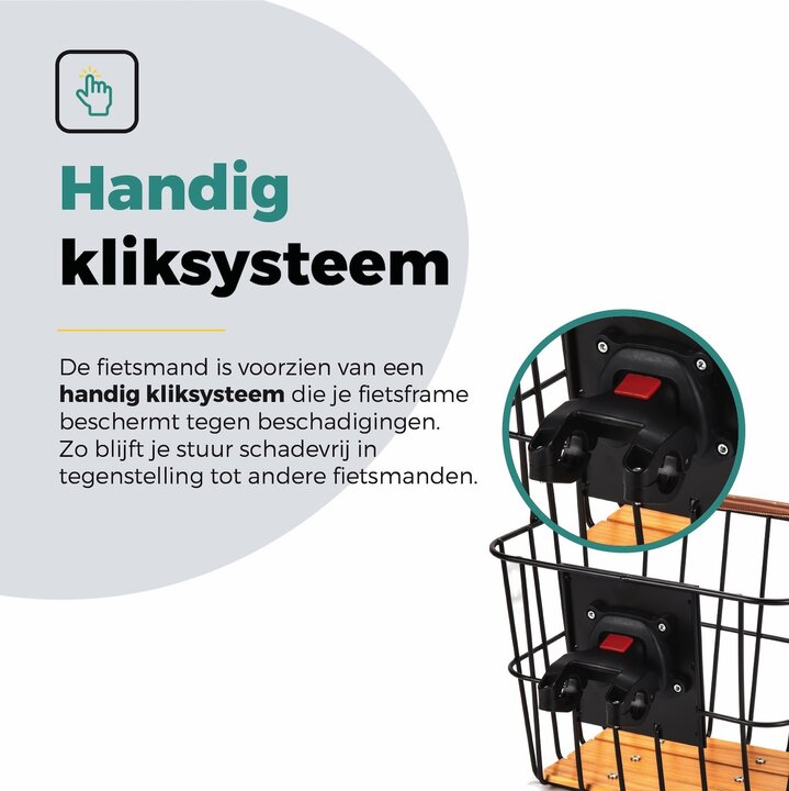 Voltano Stalen Fietsmand 23 Liter - Zwart / Bruin Hout - Incl. Bevestiging en Handvat