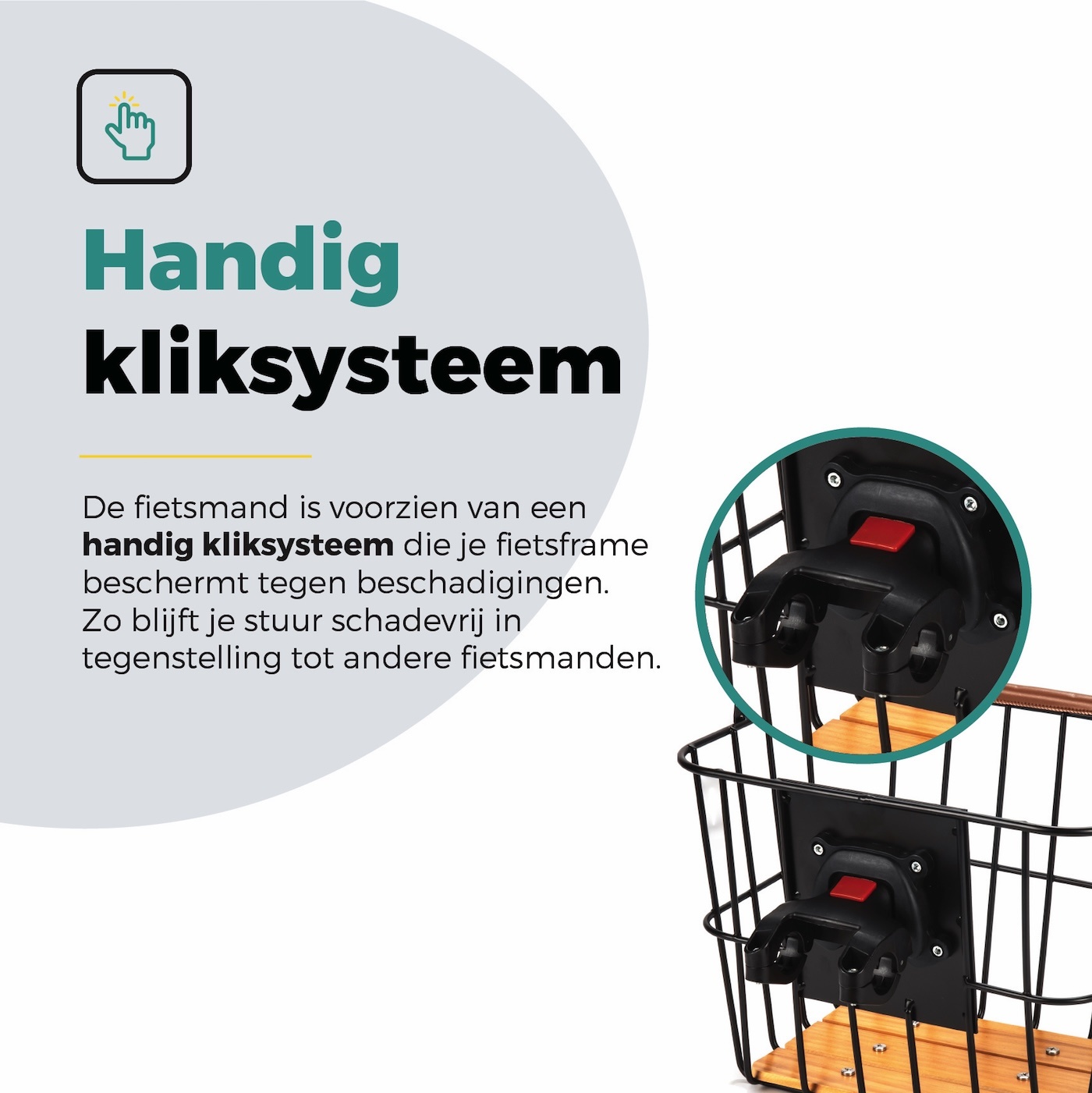 Voltano Stalen Fietsmand 23 Liter - Zwart / Bruin Hout - Incl. Bevestiging en Handvat